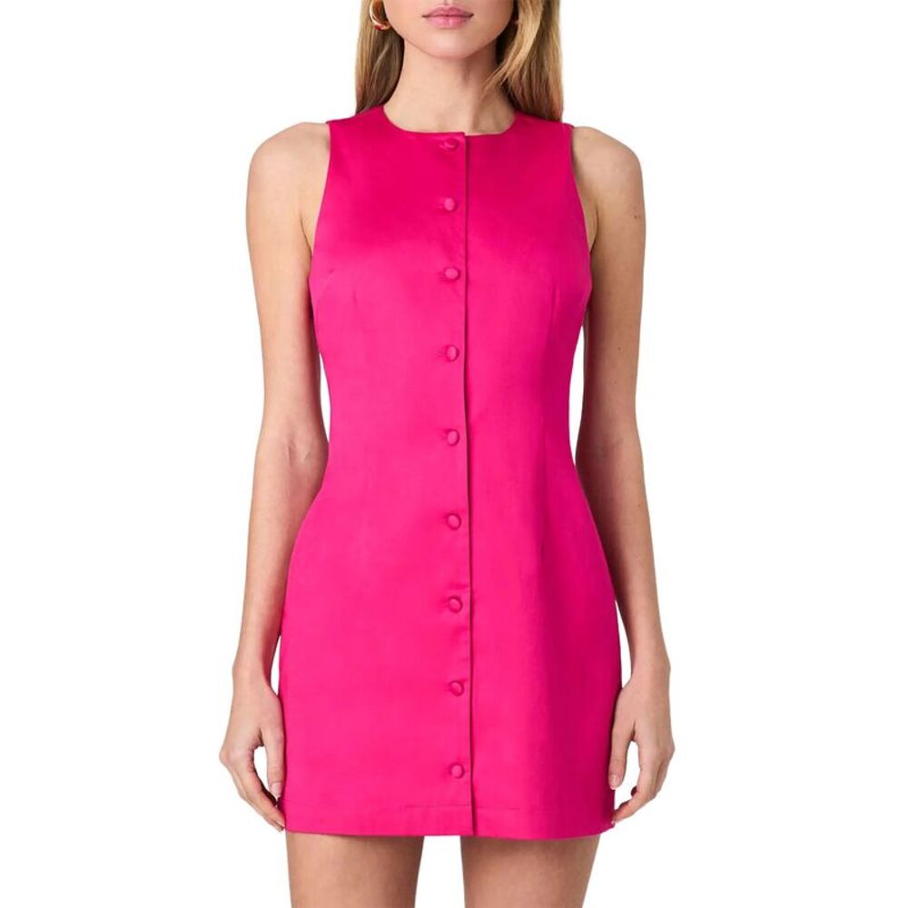 French Connection Womens Sleeveless Sateen Mini Dress 0 Cerise Pink - NWT